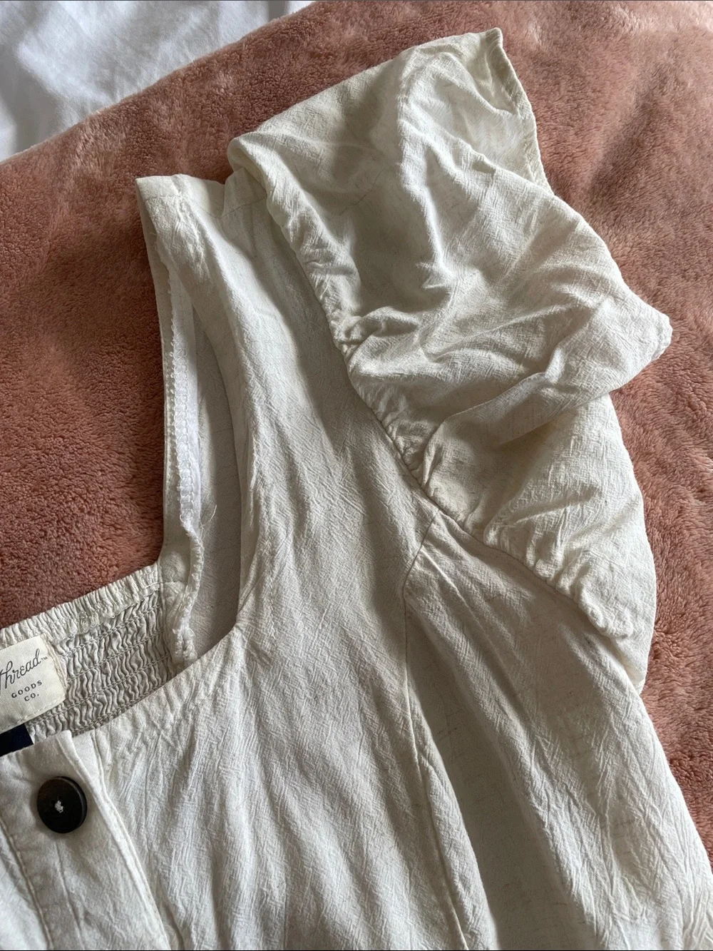 Universal Thread Cream Ruffle Sleeve Button-Front Top - Picture 5 of 8